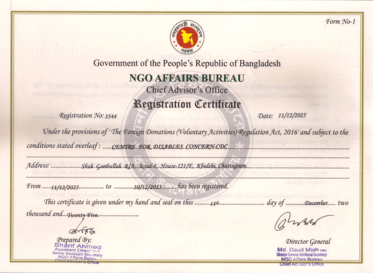 NGO AFFAIRS BUREAU Certificate
